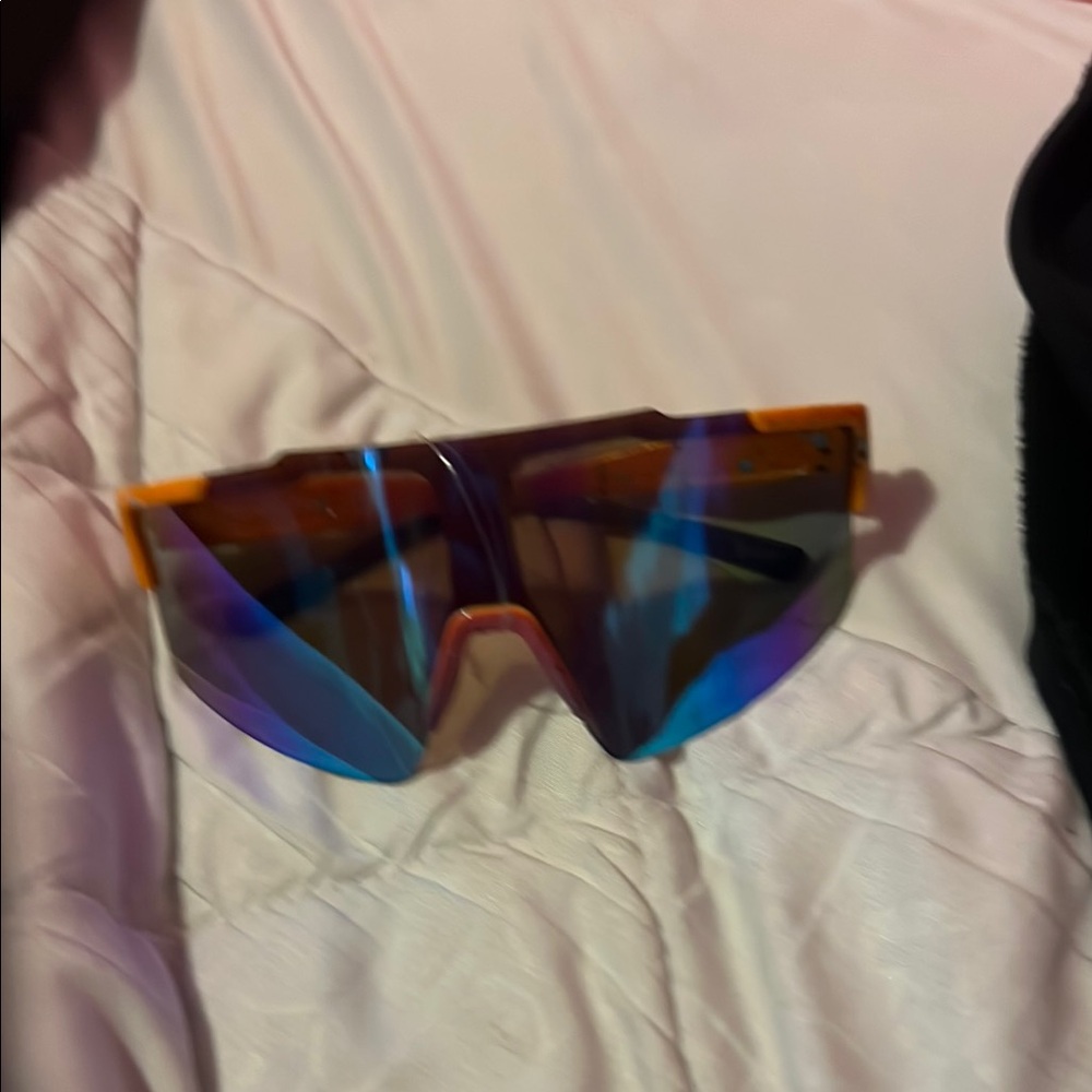 Orange and Blue Reflective Sunglasses